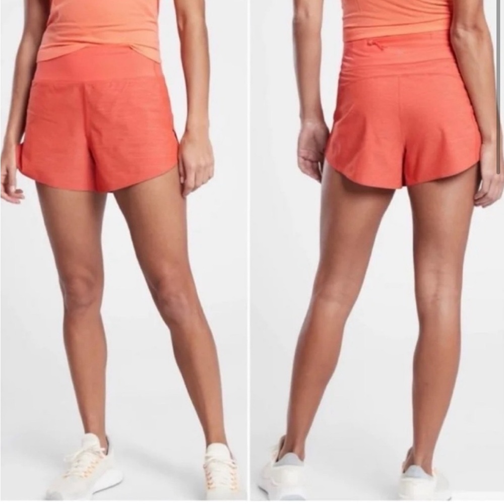 ATHLETA Plus Size Run With It Textured 3.5” Short-Space Dye Orange Short 1X